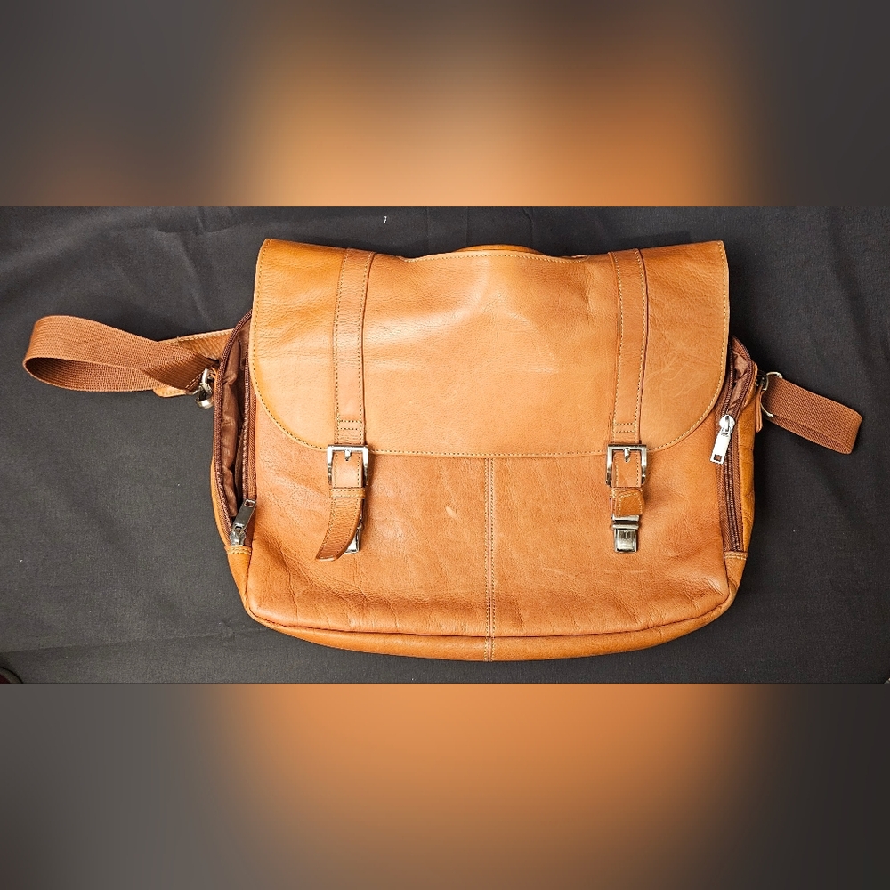 Tan Leather Men's Messenger Bag